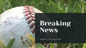 Sports News Article header image with a close up of a baseball in a grassy field in the background and "Breaking News, Sports-Teller.com" as a text overlay