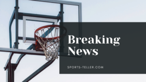Sports News Article header image with a basketball hoop and backboard in the background and "Breaking News, Sports-Teller.com" as a text overlay