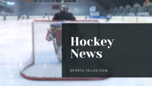 Sports News Article header image with hockey goalie and players in the background and "Hockey News, Sports-Teller.com" as a text overlay