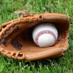 Baseball in Baseball Glove on Grassy Field