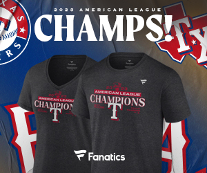 Texas Rangers 2023 AL Champions Gear. Shop Texas Rangers at Fanatics.com [affiliate link]