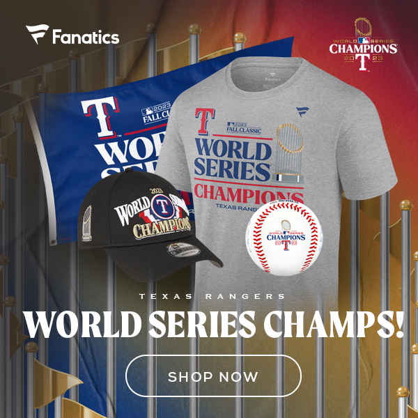 Rangers 2023 World Series Champions. Shop Texas Rangers at Fanatics.com [affiliate link]
